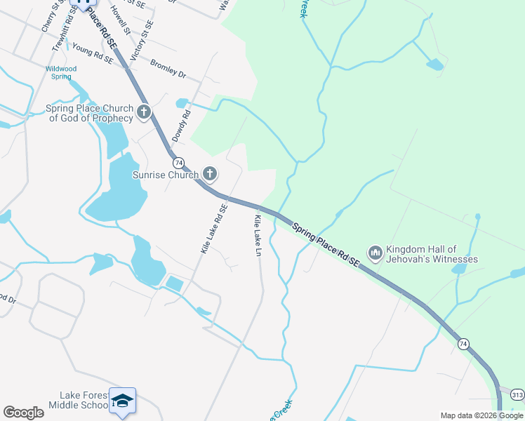 map of restaurants, bars, coffee shops, grocery stores, and more near 124 Kile Lake Lane in Cleveland