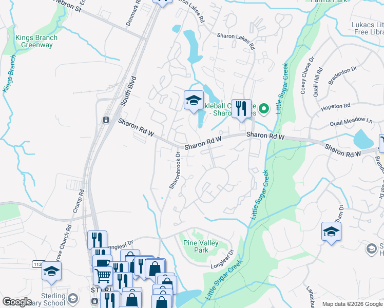 map of restaurants, bars, coffee shops, grocery stores, and more near in Charlotte