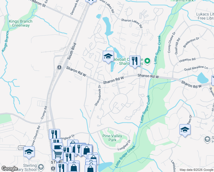 map of restaurants, bars, coffee shops, grocery stores, and more near in Charlotte
