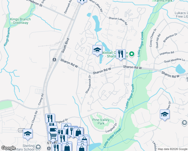 map of restaurants, bars, coffee shops, grocery stores, and more near in Charlotte