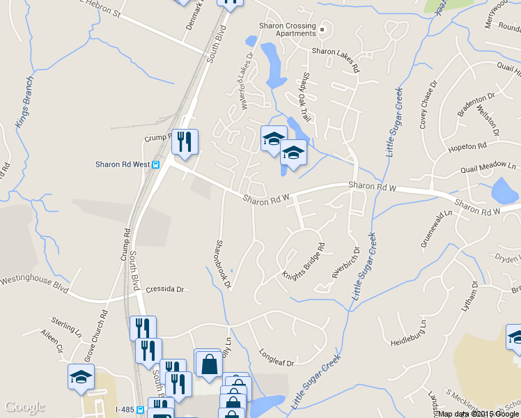 map of restaurants, bars, coffee shops, grocery stores, and more near in Charlotte