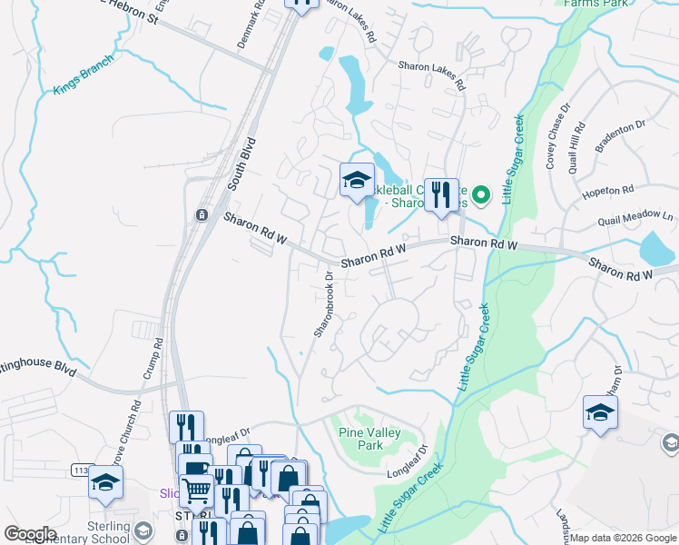 map of restaurants, bars, coffee shops, grocery stores, and more near in Charlotte