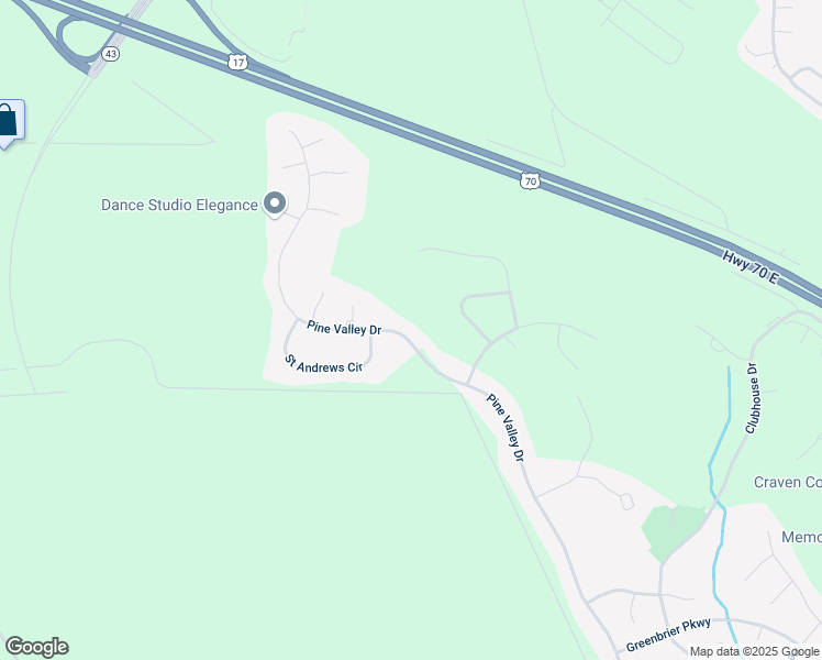 map of restaurants, bars, coffee shops, grocery stores, and more near 1300-1306 Pine Valley Dr in New Bern
