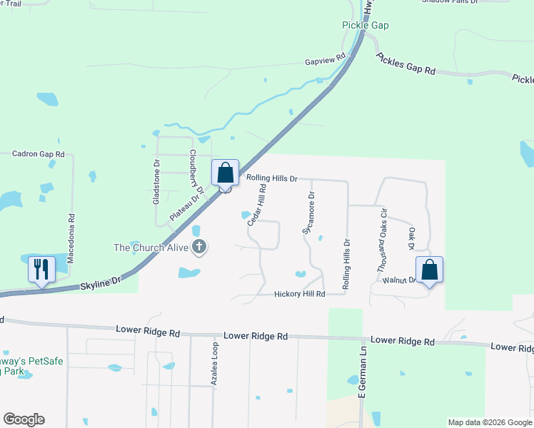 map of restaurants, bars, coffee shops, grocery stores, and more near 4 Cedar Hill Road in Conway