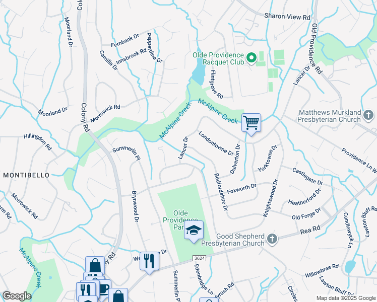 map of restaurants, bars, coffee shops, grocery stores, and more near in Charlotte