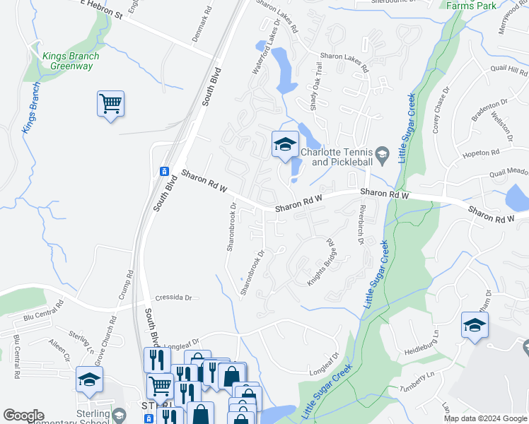 map of restaurants, bars, coffee shops, grocery stores, and more near 1615 North Wind Place in Charlotte