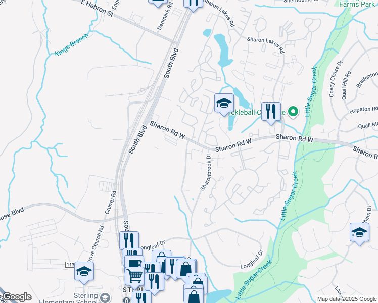 map of restaurants, bars, coffee shops, grocery stores, and more near in Charlotte