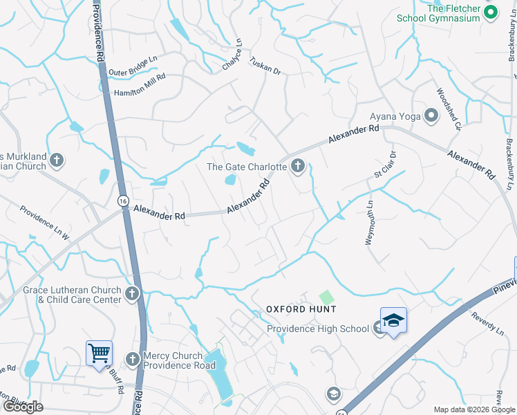 map of restaurants, bars, coffee shops, grocery stores, and more near 6724 Benning Wood Drive in Charlotte