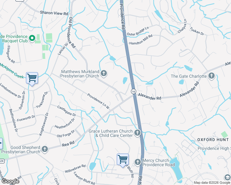 map of restaurants, bars, coffee shops, grocery stores, and more near in Charlotte