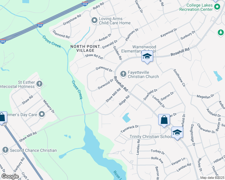map of restaurants, bars, coffee shops, grocery stores, and more near 816 Shaw Mill Road in Fayetteville