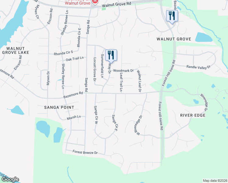 map of restaurants, bars, coffee shops, grocery stores, and more near 8860 Bazemore Road in Shelby County