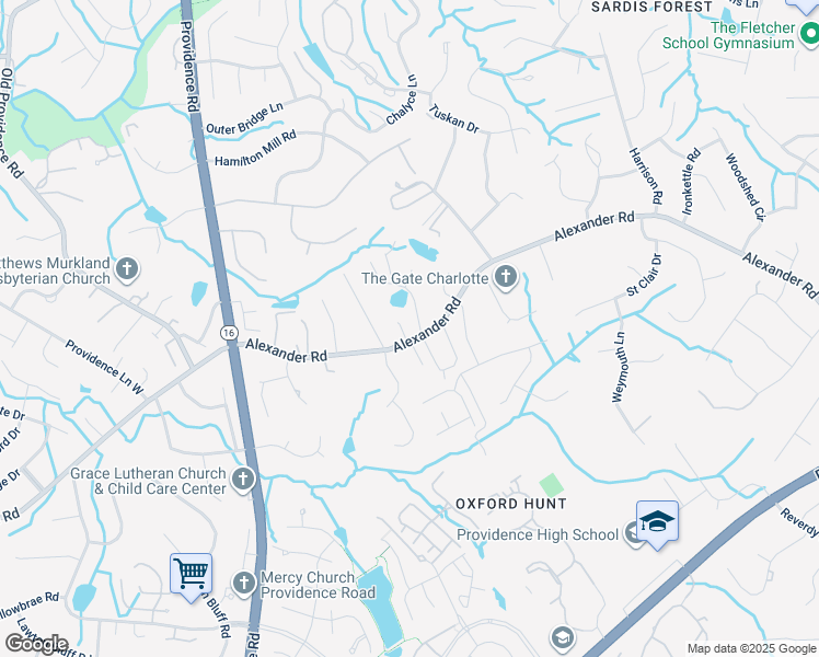 map of restaurants, bars, coffee shops, grocery stores, and more near 6655 Gardner Lane in Charlotte