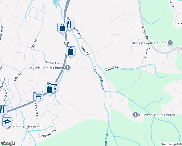 map of restaurants, bars, coffee shops, grocery stores, and more near 7004 Lystra Road in Harrison