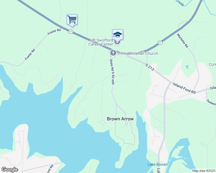 map of restaurants, bars, coffee shops, grocery stores, and more near 256 Brown Arrow Circle in Inman
