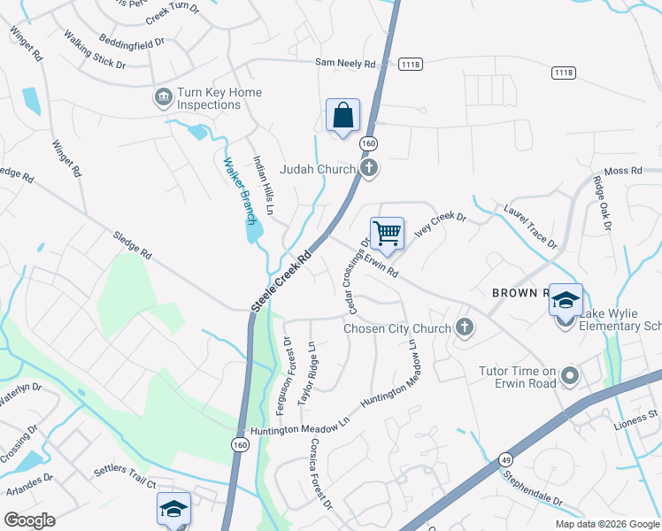 map of restaurants, bars, coffee shops, grocery stores, and more near 12841 Steele Creek Road in Charlotte