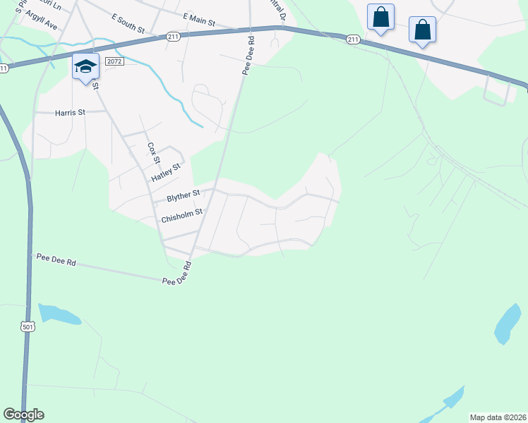 map of restaurants, bars, coffee shops, grocery stores, and more near 203 Sandy Springs Road in Aberdeen