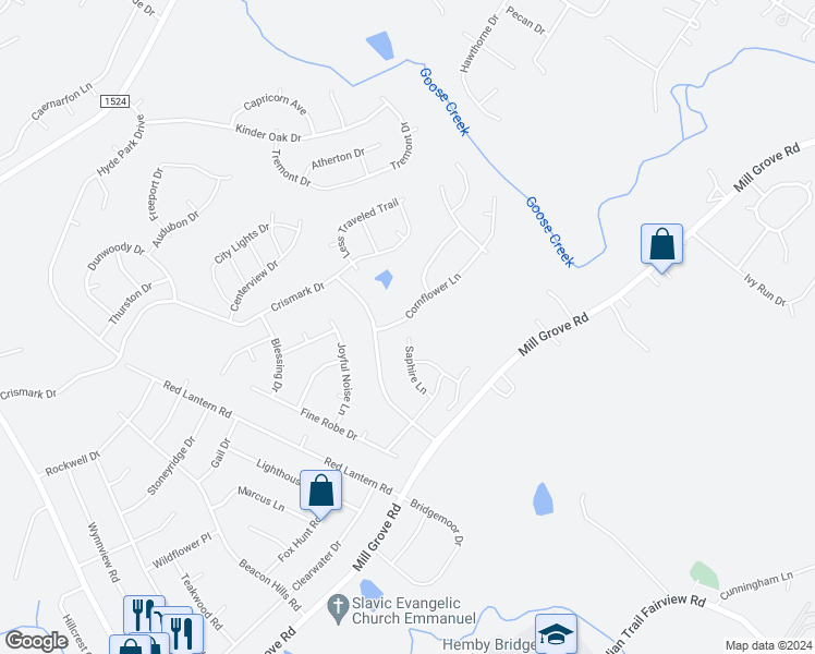 map of restaurants, bars, coffee shops, grocery stores, and more near 4015 Saphire Lane in Indian Trail