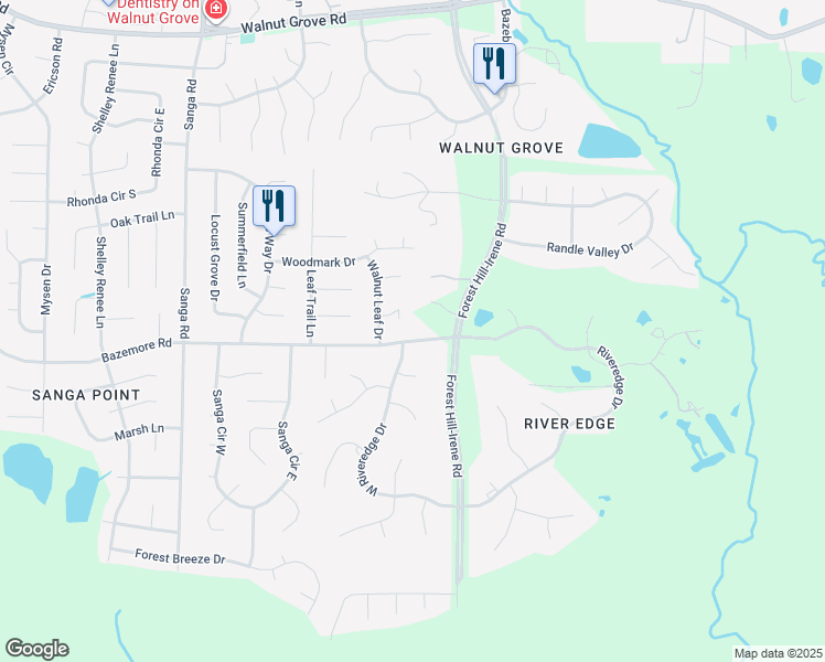 map of restaurants, bars, coffee shops, grocery stores, and more near 8996 Bazemore Road in Shelby County