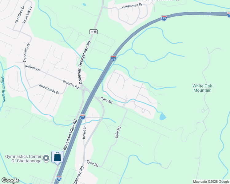 map of restaurants, bars, coffee shops, grocery stores, and more near 9005 Silver Maple Drive in Ooltewah