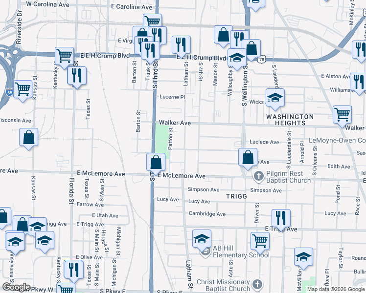 map of restaurants, bars, coffee shops, grocery stores, and more near 288 Gaston Avenue in Memphis