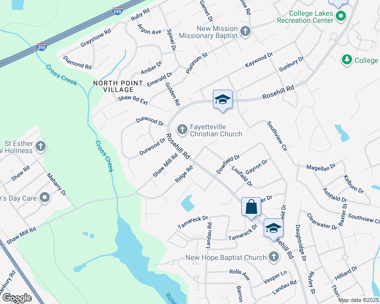 map of restaurants, bars, coffee shops, grocery stores, and more near 4252 Rosehill Road in Fayetteville