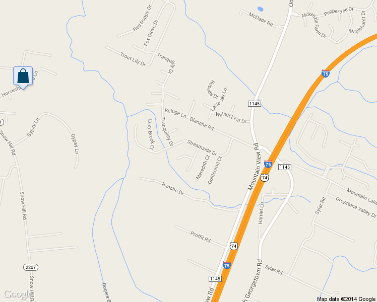map of restaurants, bars, coffee shops, grocery stores, and more near 8785 Cody-Dan Court in Ooltewah