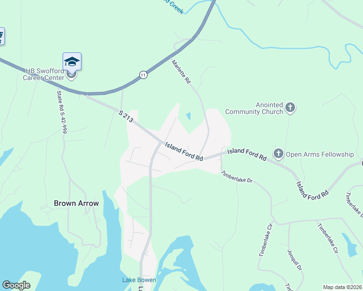 map of restaurants, bars, coffee shops, grocery stores, and more near 461 Island Ford Road in Inman