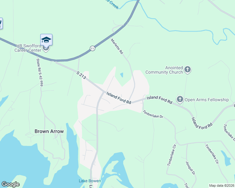 map of restaurants, bars, coffee shops, grocery stores, and more near 461 Island Ford Road in Inman