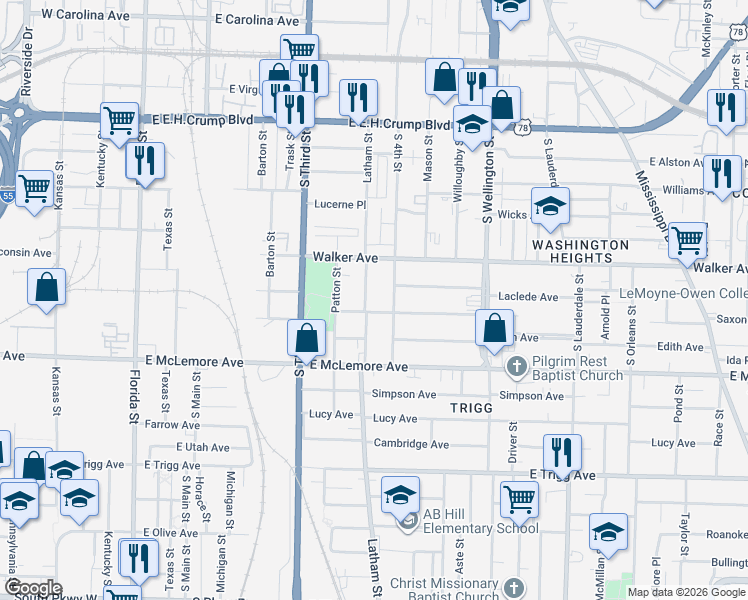 map of restaurants, bars, coffee shops, grocery stores, and more near 288 Gaston Avenue in Memphis