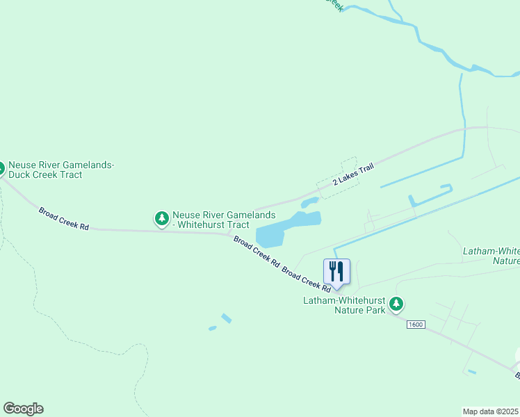 map of restaurants, bars, coffee shops, grocery stores, and more near 274 2 Lakes Trail in New Bern