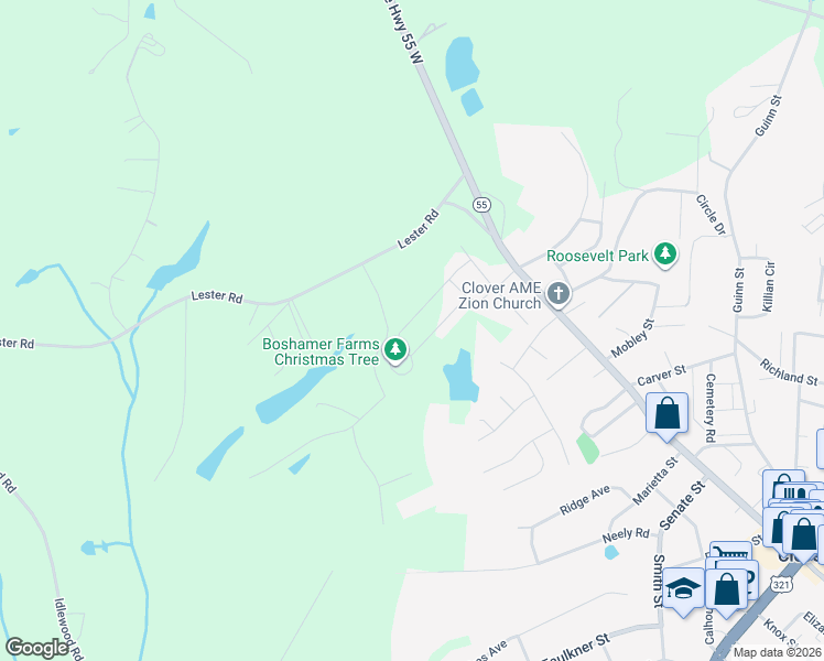 map of restaurants, bars, coffee shops, grocery stores, and more near in Clover