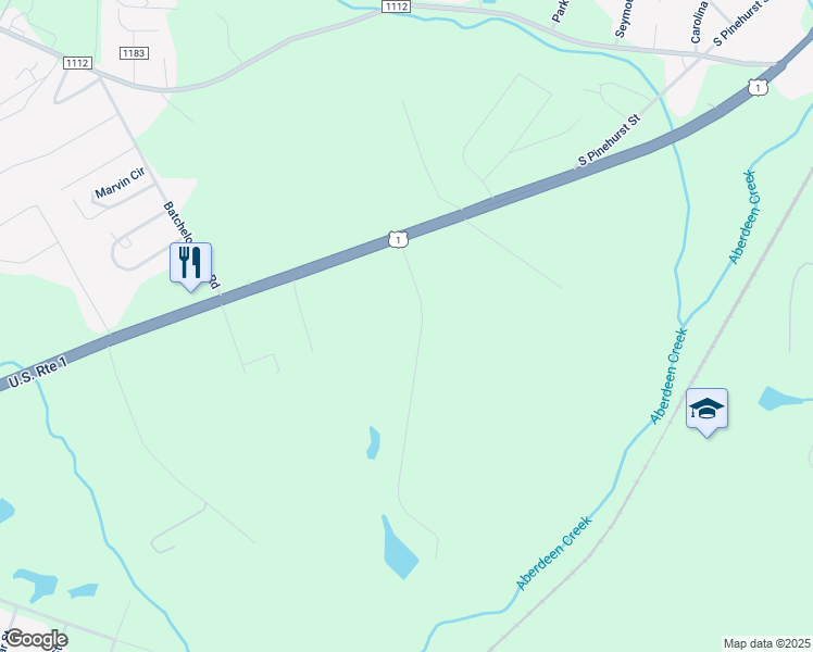 map of restaurants, bars, coffee shops, grocery stores, and more near 180 Rosy Road in Aberdeen