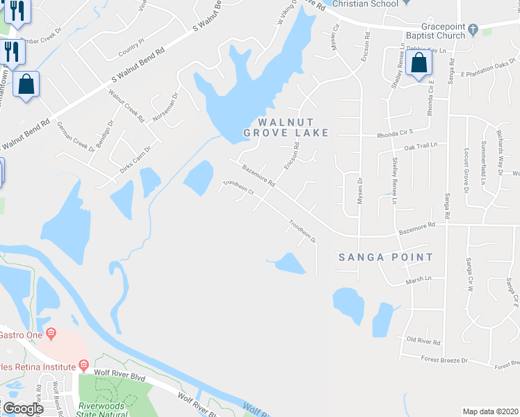 map of restaurants, bars, coffee shops, grocery stores, and more near 402 Lillehammer Cove in Memphis