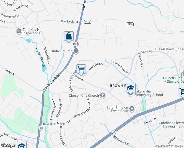 map of restaurants, bars, coffee shops, grocery stores, and more near 14113 Arbor Ridge Drive in Charlotte