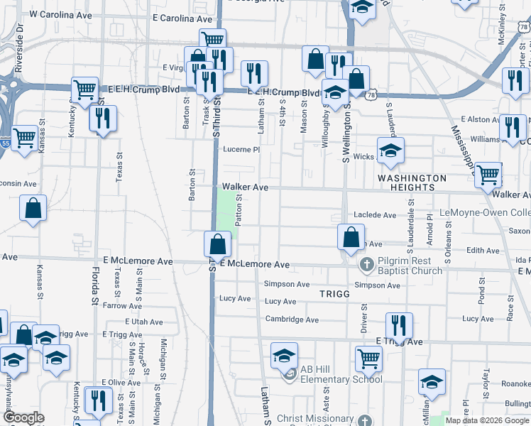 map of restaurants, bars, coffee shops, grocery stores, and more near 288 Gaston Avenue in Memphis