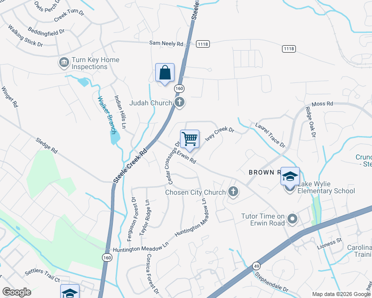 map of restaurants, bars, coffee shops, grocery stores, and more near 14212 Carolina Forest Court in Charlotte