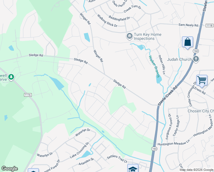 map of restaurants, bars, coffee shops, grocery stores, and more near 13029 Neely Glen Drive in Charlotte