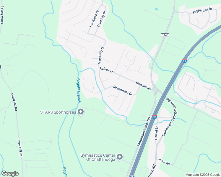 map of restaurants, bars, coffee shops, grocery stores, and more near 8785 Cody-Dan Court in Ooltewah