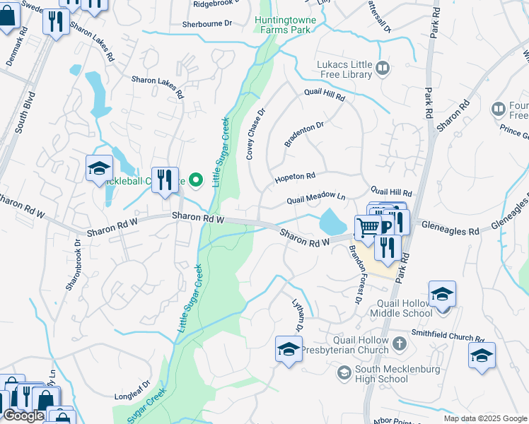 map of restaurants, bars, coffee shops, grocery stores, and more near in Charlotte