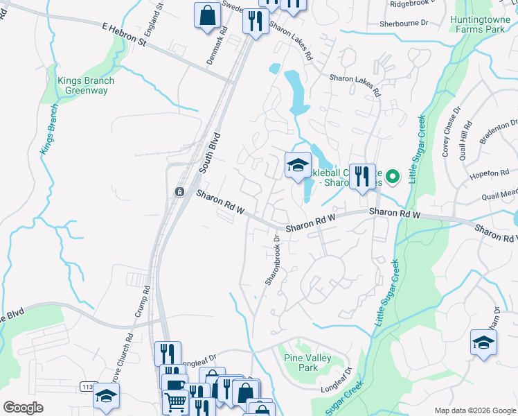 map of restaurants, bars, coffee shops, grocery stores, and more near in Charlotte