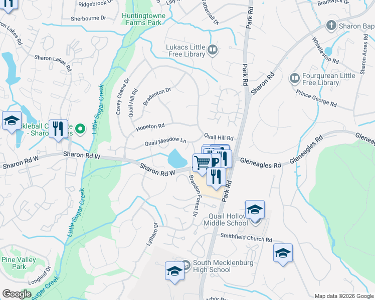map of restaurants, bars, coffee shops, grocery stores, and more near in Charlotte