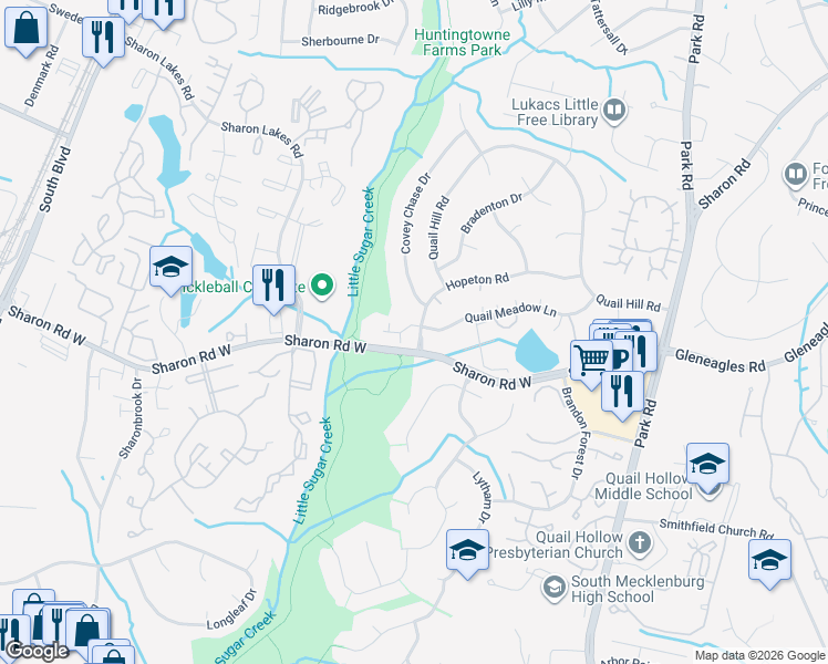 map of restaurants, bars, coffee shops, grocery stores, and more near in Charlotte