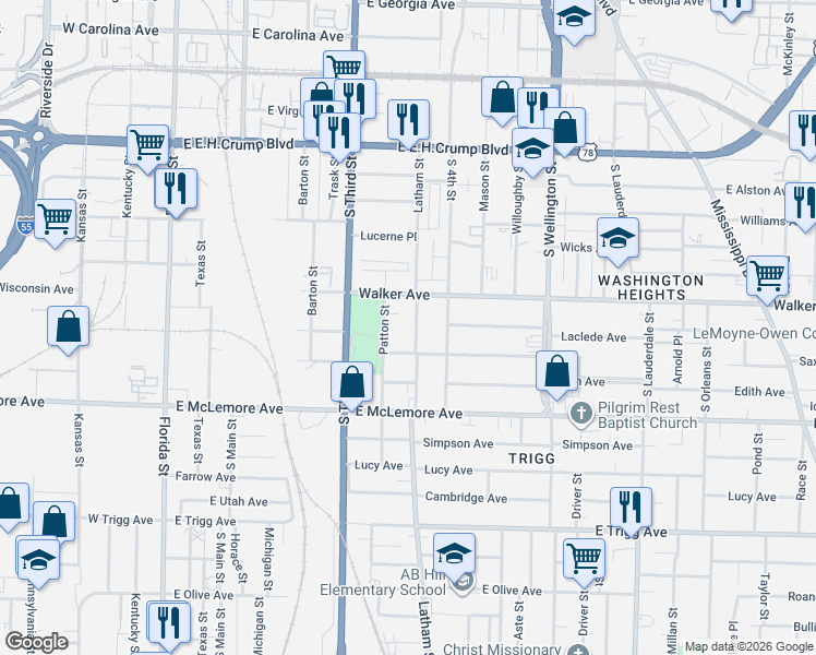 map of restaurants, bars, coffee shops, grocery stores, and more near 288 Gaston Avenue in Memphis