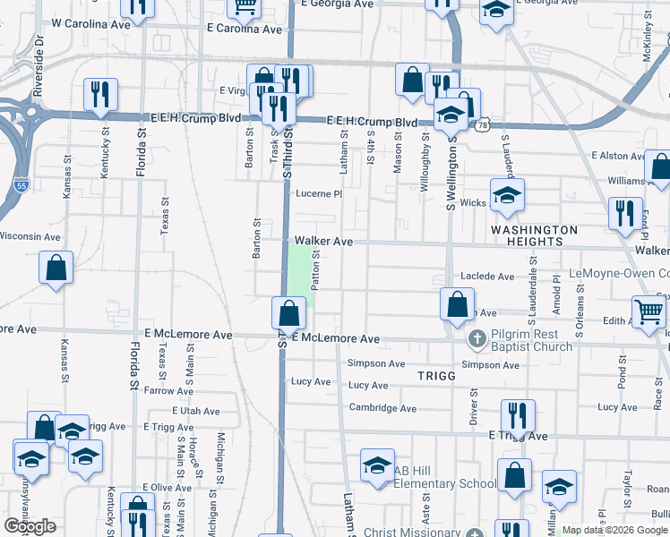 map of restaurants, bars, coffee shops, grocery stores, and more near 288 Gaston Avenue in Memphis