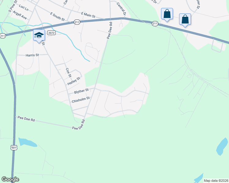 map of restaurants, bars, coffee shops, grocery stores, and more near 208 Sandy Springs Road in Aberdeen