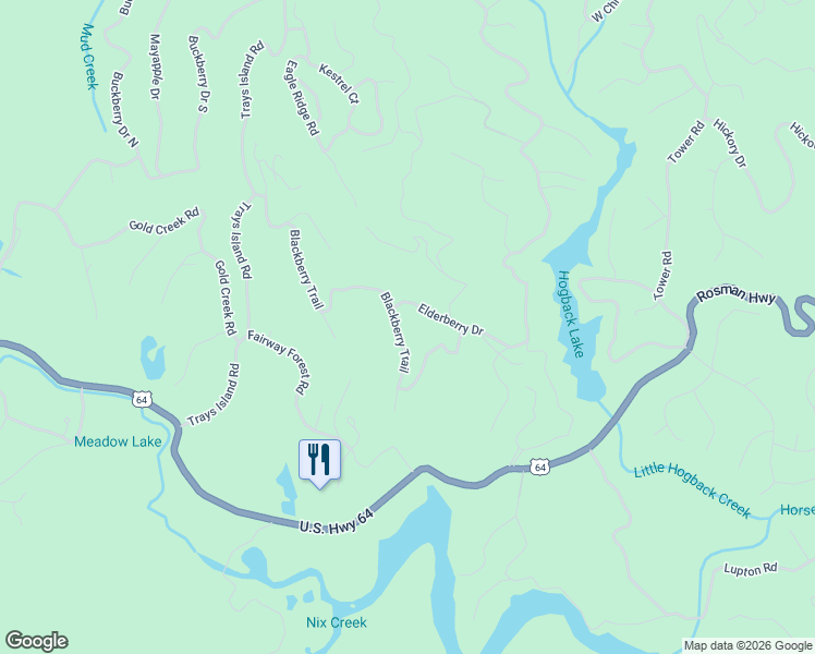 map of restaurants, bars, coffee shops, grocery stores, and more near 50 Elderberry Drive in Sapphire
