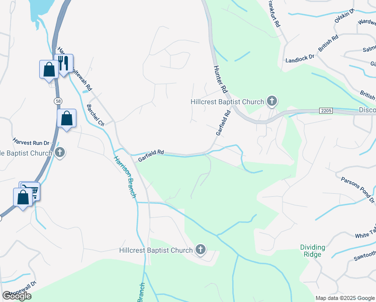 map of restaurants, bars, coffee shops, grocery stores, and more near 7129 Garfield Road in Harrison