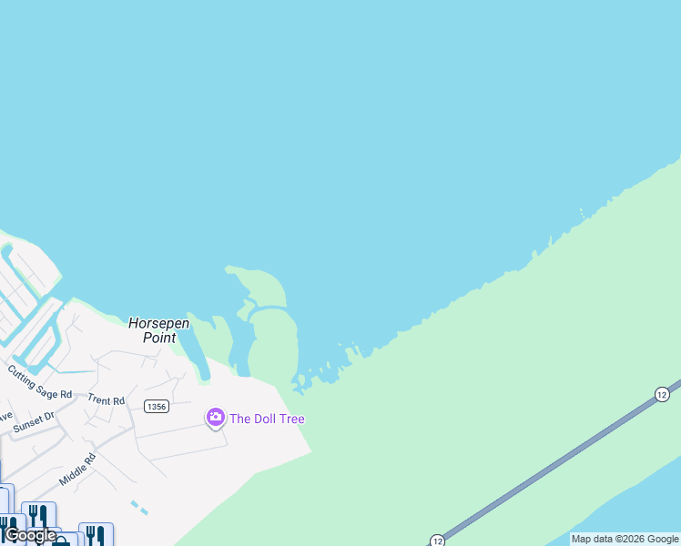 map of restaurants, bars, coffee shops, grocery stores, and more near in Ocracoke
