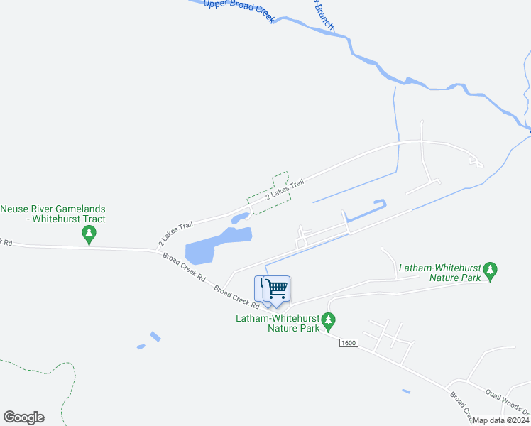 map of restaurants, bars, coffee shops, grocery stores, and more near 274 2 Lakes Trail in New Bern