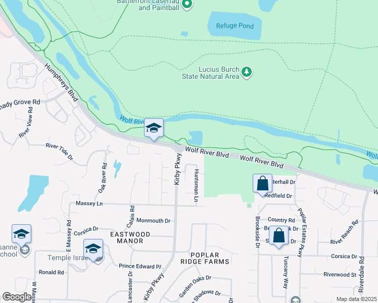 map of restaurants, bars, coffee shops, grocery stores, and more near 6745 Humphreys Boulevard in Memphis